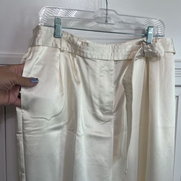 Anthropologie White Satin Jogger Track Pants 12 - Picture 3 of 9